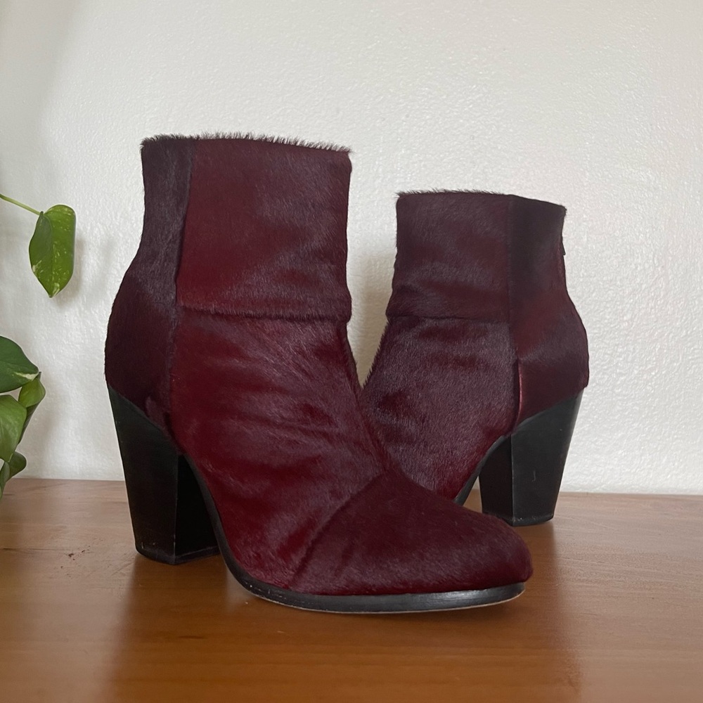 Rag & Bone Newbury Burgundy Pony Hair Booties